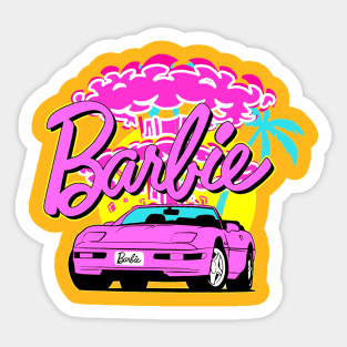 Sport Car Barbie Retro Sticker